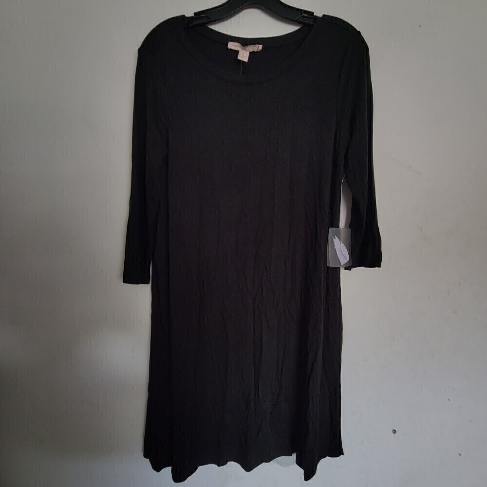 NEW Forever 21 Black 3/4 Sleeve Stretchy Classic Shift Dress Size Medium